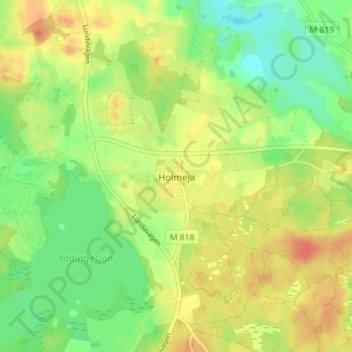 Topografische kaart Holmeja, hoogte, reliëf
