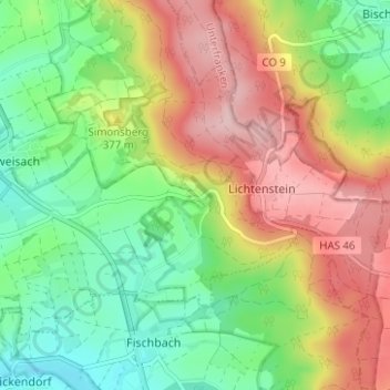 Topografische kaart Dürrnhof, hoogte, reliëf