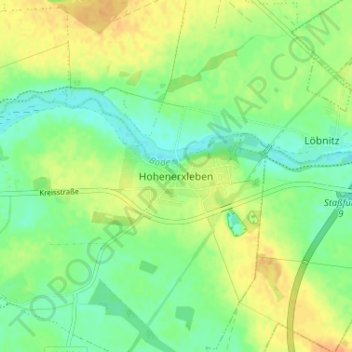 Topografische kaart Hohenerxleben, hoogte, reliëf