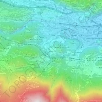 Topografische kaart Colfacero, hoogte, reliëf