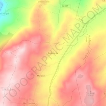 Topografische kaart Guilhafonso, hoogte, reliëf