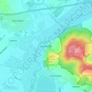 Topografische kaart Swinford, hoogte, reliëf