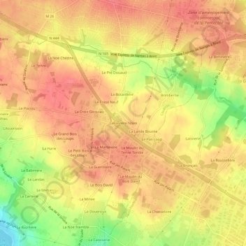 Topografische kaart LaBarriere Noire, hoogte, reliëf