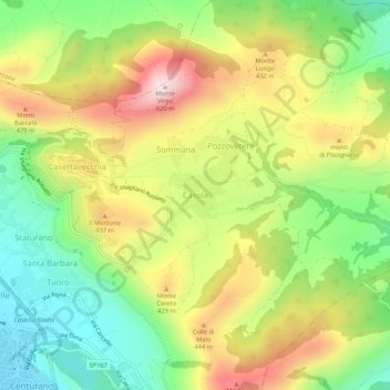 Topografische kaart Casola, hoogte, reliëf
