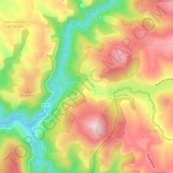 Topografische kaart Arifat, hoogte, reliëf
