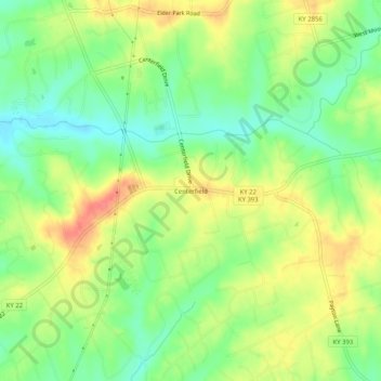 Topografische kaart Centerfield, hoogte, reliëf