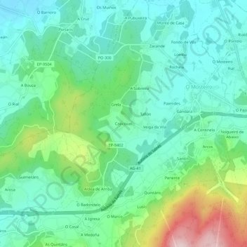 Topografische kaart Caticovas, hoogte, reliëf