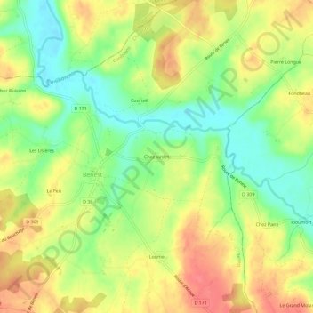 Topografische kaart Chez Vaslet, hoogte, reliëf