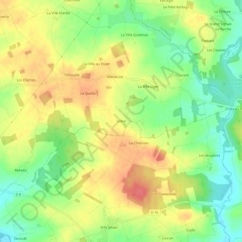 Topografische kaart Linho, hoogte, reliëf
