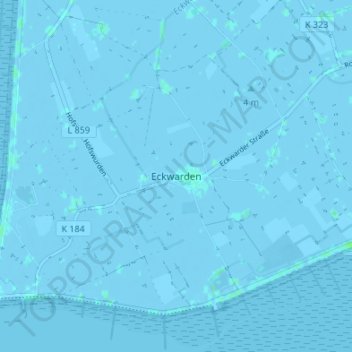 Topografische kaart Eckwarden, hoogte, reliëf