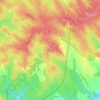 Topografische kaart Mas d'Aurel, hoogte, reliëf