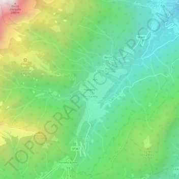 Topografische kaart Frassene, hoogte, reliëf