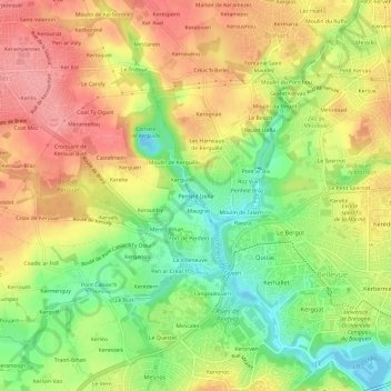 Topografische kaart Penfeld Izella, hoogte, reliëf