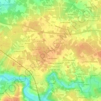Topografische kaart Bigrolle, hoogte, reliëf