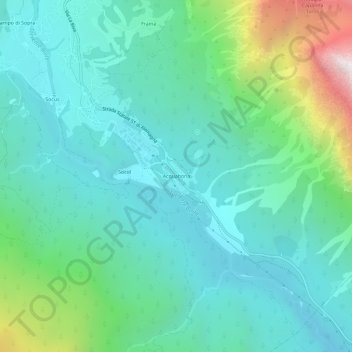 Topografische kaart Acquabona, hoogte, reliëf