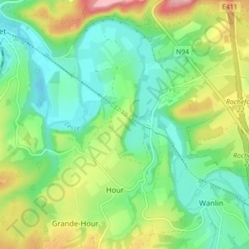 Topografische kaart Lissoir, hoogte, reliëf