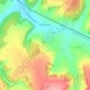 Topografische kaart Les Noirats, hoogte, reliëf