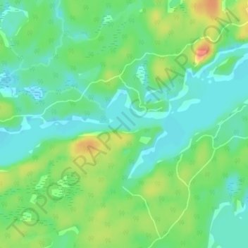 Topografische kaart Shawanaga Lake, hoogte, reliëf