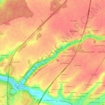 Topografische kaart Sauvé, hoogte, reliëf