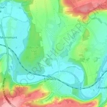 Topografische kaart Soye, hoogte, reliëf