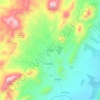 Topografische kaart Los Arejos, hoogte, reliëf