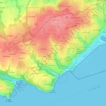 Topografische kaart Kernein, hoogte, reliëf