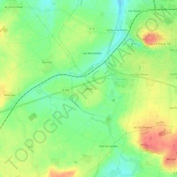 Topografische kaart Lassay, hoogte, reliëf
