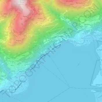Topografische kaart Cinque Case, hoogte, reliëf