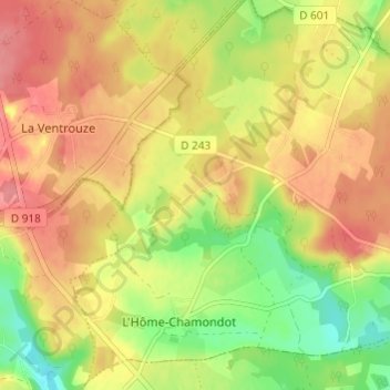 Topografische kaart Le Mont Huchet, hoogte, reliëf