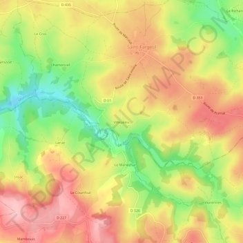 Topografische kaart Villejaleix, hoogte, reliëf