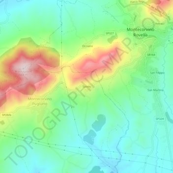 Topografische kaart Torello, hoogte, reliëf