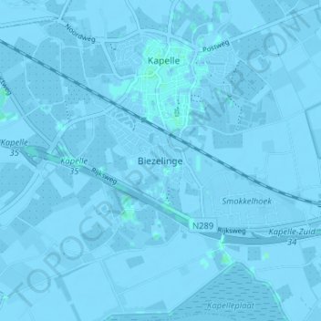 Topografische kaart Biezelinge, hoogte, reliëf