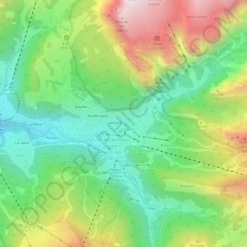 Topografische kaart La Vila, hoogte, reliëf