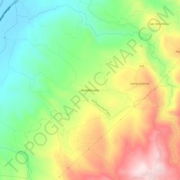Topografische kaart Modditonalza, hoogte, reliëf