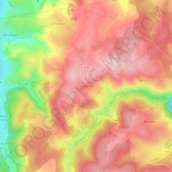 Topografische kaart Freycenet, hoogte, reliëf