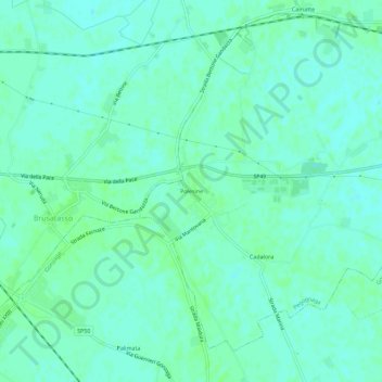Topografische kaart Polesine, hoogte, reliëf