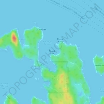 Topografische kaart Spratt Point, hoogte, reliëf