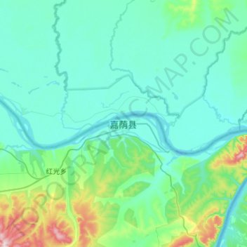 Topografische kaart 嘉荫县, hoogte, reliëf