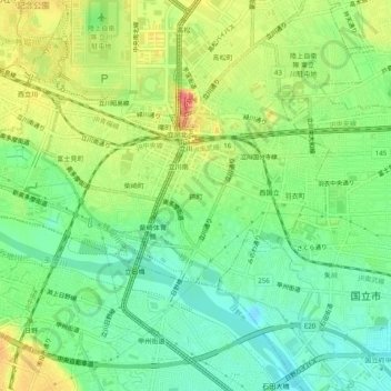 Topografische kaart 錦町, hoogte, reliëf