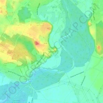 Topografische kaart Gourdan, hoogte, reliëf