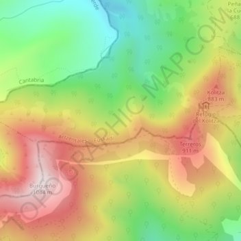 Topografische kaart Cerro Cuchillo, hoogte, reliëf