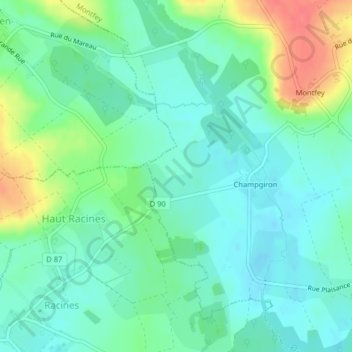 Topografische kaart Verat, hoogte, reliëf