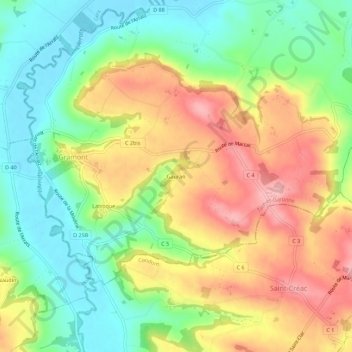 Topografische kaart Gauran, hoogte, reliëf