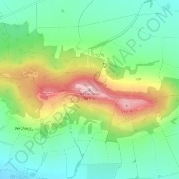 Topografische kaart Hesselberg, hoogte, reliëf