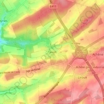 Topografische kaart Taviet, hoogte, reliëf
