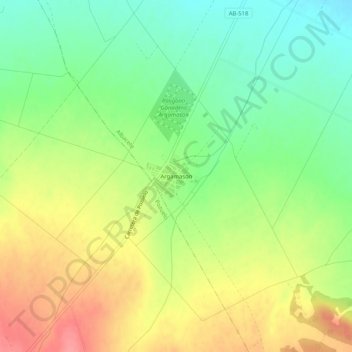 Topografische kaart Argamasón, hoogte, reliëf