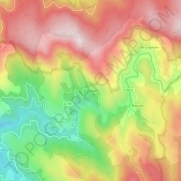 Topografische kaart Caucalan, hoogte, reliëf