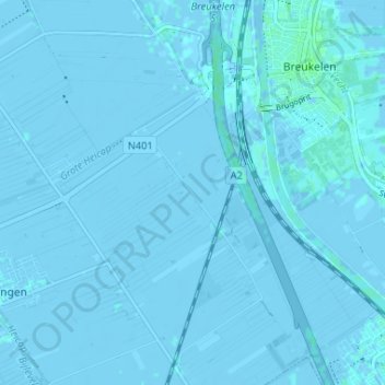 Topografische kaart Kortrijk, hoogte, reliëf