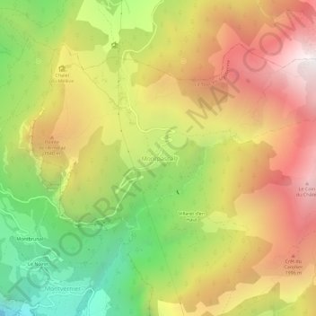 Topografische kaart Montpascal, hoogte, reliëf