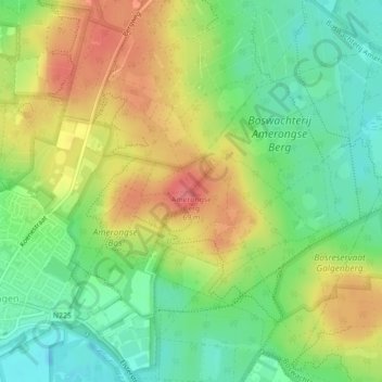 Topografische kaart Amerongse Berg, hoogte, reliëf